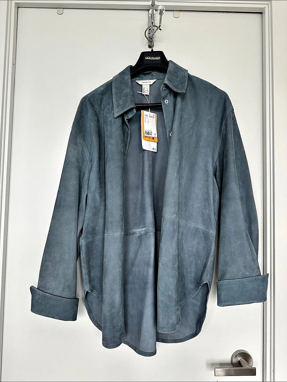 H&M Edition Suede-Style Button Down Shirt in Blue Size Large NWT